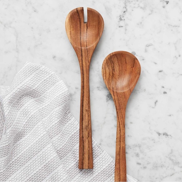 NIB Member's Mark Acacia Wood Salad Bowl with Servers - Picture 4 of 4